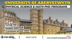 Aberystwyth University Physical Science & Math PHD Programs