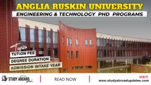 Anglia Ruskin University Engineering & Technology PHD Programs
