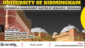 University of Birmingham Business & Management Master by Research Programs