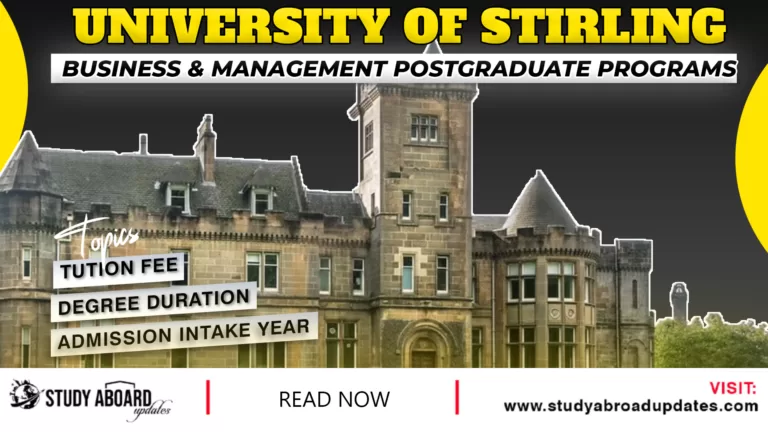 University of Stirling Business & Management Postgraduate Programs