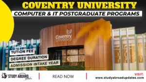 Coventry University Computer & IT Postgraduate Programs