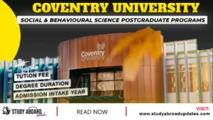 Coventry University Social & Behavioural Science Postgraduate Programs