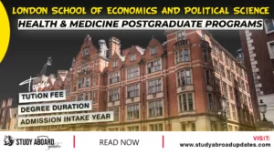 London School of Economics and Political Science Health & Medicine Postgraduate Programs