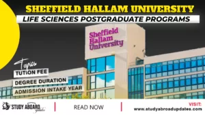 Sheffield Hallam University Life Sciences Postgraduate programs