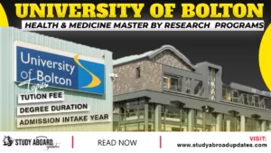 University of Bolton Health & Medicine Master by Research Programs