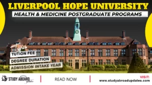 University of Liverpool Hope Health & Medicine Postgraduate programs