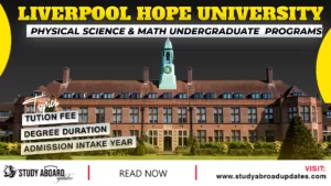 University of Liverpool Hope Physical Science & Math undergraduate programs