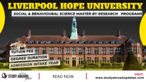 University of Liverpool Hope Social & Behavioural Science Master by Research programs
