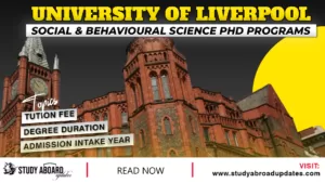 University of Liverpool Social & Behavioural Science Phd programs