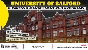 University of Salford Business & Management Phd programs