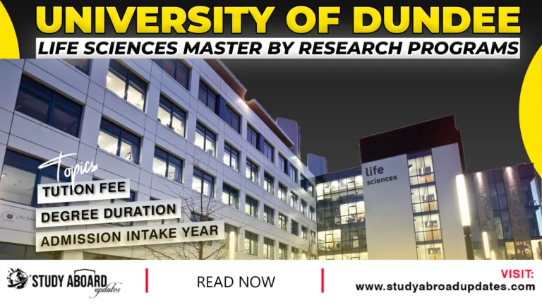 University of Dundee Life Sciences Master by Research Programs