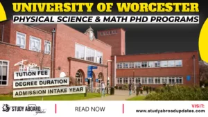 University of Worcester Physical Science & Math PHD Programs